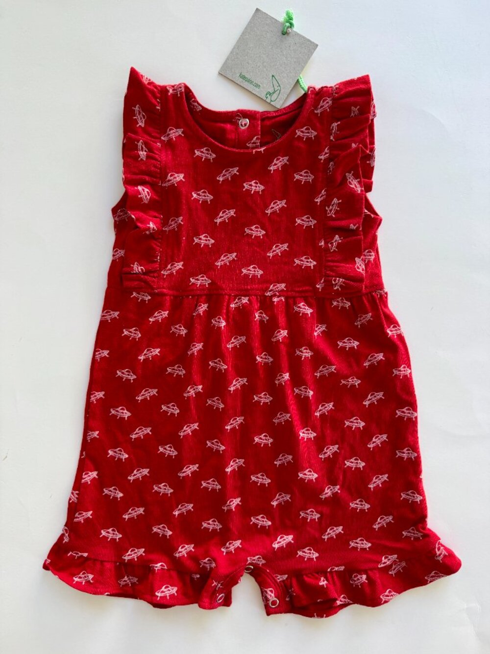 Kate Quinn Little Liam Red UFO Ruffle Romper NWT 18-24M